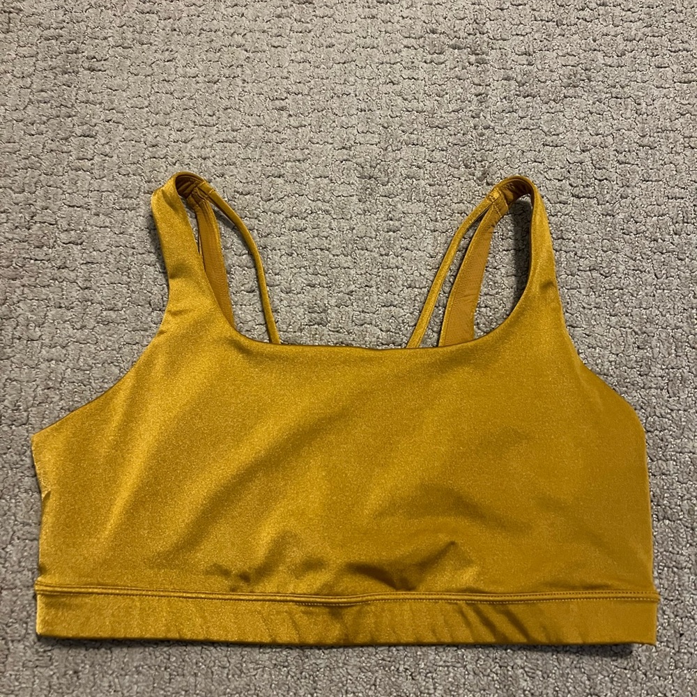 Athleta Women’s Exhale Bra Gold Metallic